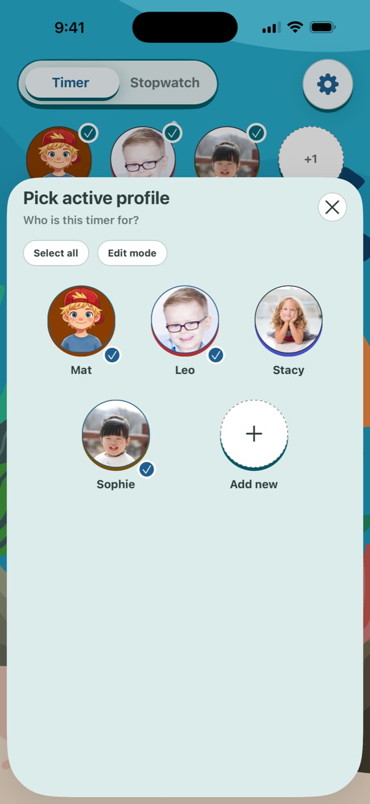 TickTod child profile controls