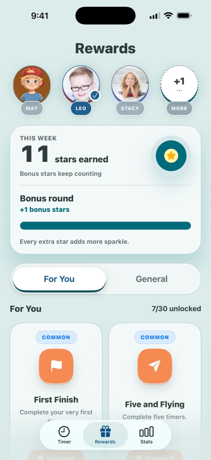 TickTod rewards and progress screen