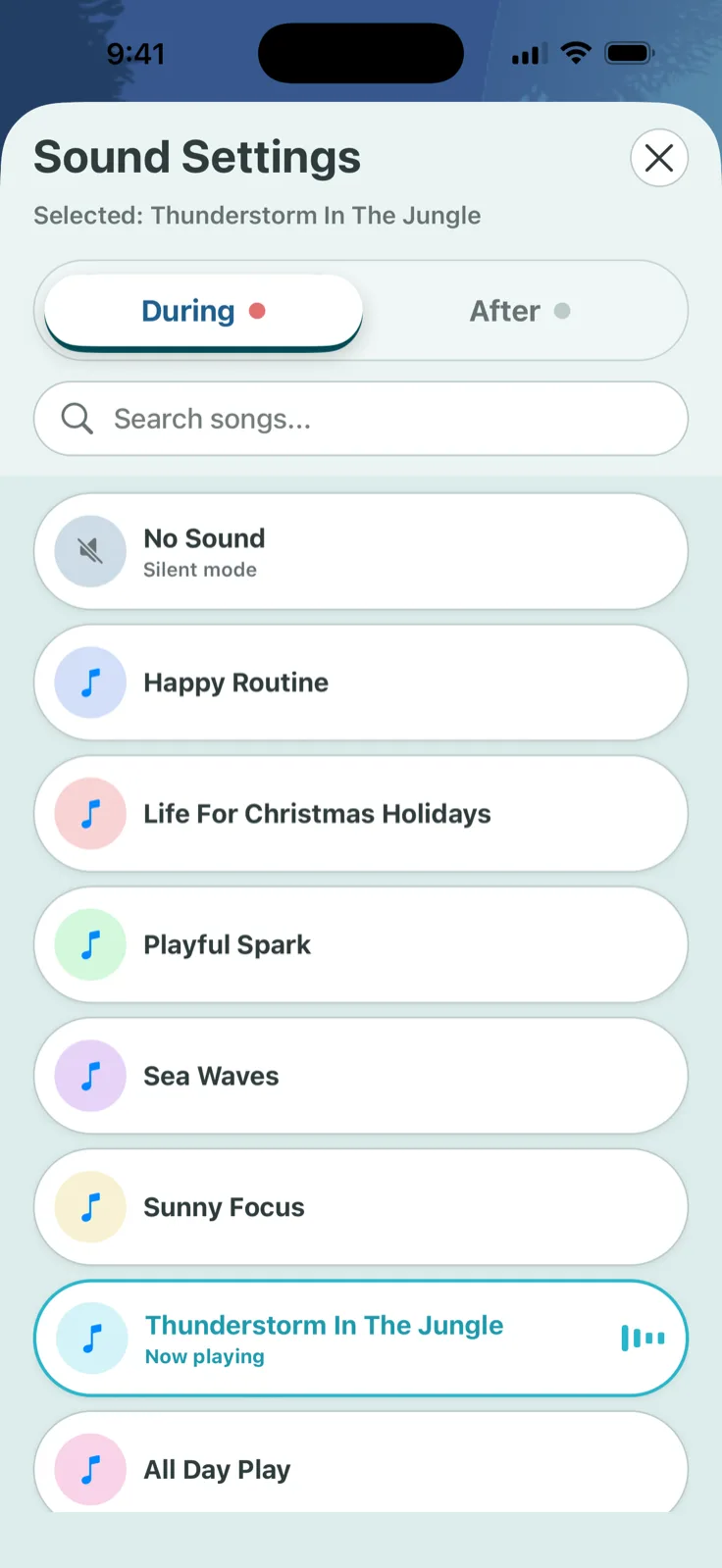 TickTod's sound settings, with the finish sound turned off
